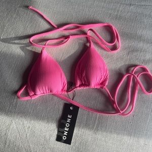 NWT OneOne Swimwear Ariel Top Neon Pink S